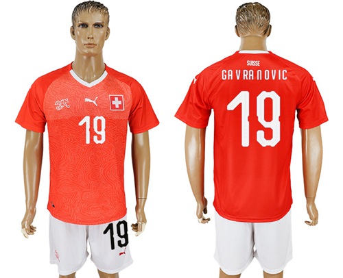 Switzerland #19 Gavranovic Red Home Soccer Country Jersey